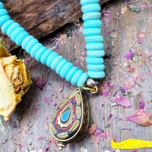 Turquoise colorful charm beaded handmade bracelet/colorful/silver statement - Picture 2 of 7